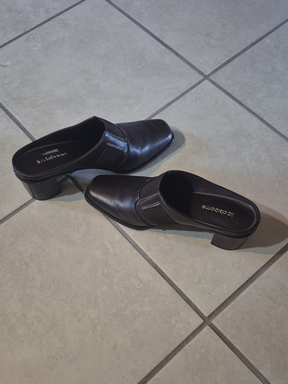Liz Claiborne Black Leather Men’s Slip-On Mules